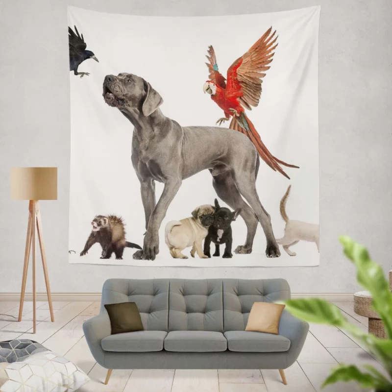 Captivating Pets Medley Furry Companions Wall Hanging Tapestry