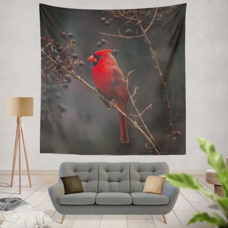 Cardinal Vibrant Plumage Red Beauty Wall Hanging Tapestry