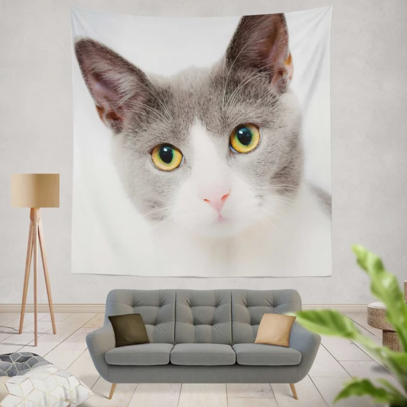 Cat Captivating Stare Mysterious Intrigue Wall Hanging Tapestry