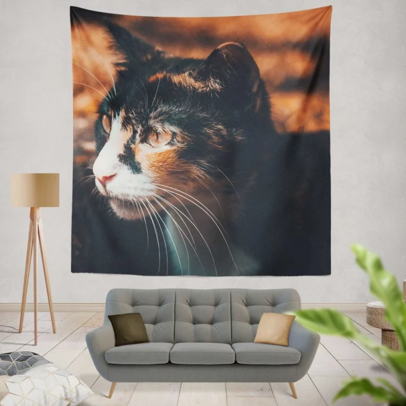 Cat Enigmatic Gaze Feline Mystery Wall Hanging Tapestry