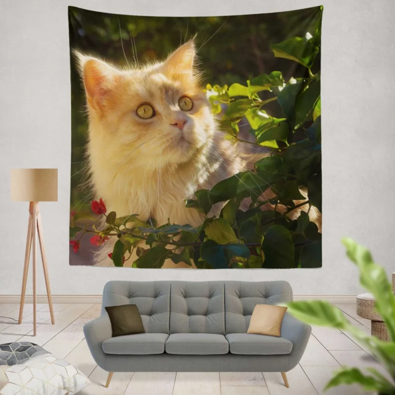 Cat Enigmatic Presence Mysterious Gaze Wall Hanging Tapestry