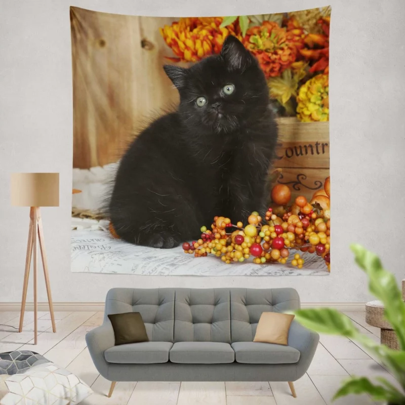 Cat Enigmatic Stare Feline Intrigue Wall Hanging Tapestry