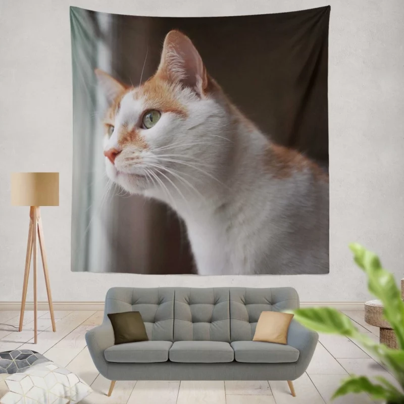 Cat Inquisitive Stance Wall Hanging Tapestry