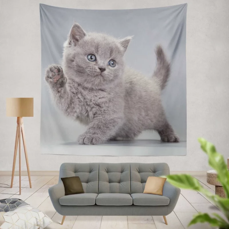 Cat Playful Charm Kitten Intrigue Wall Hanging Tapestry