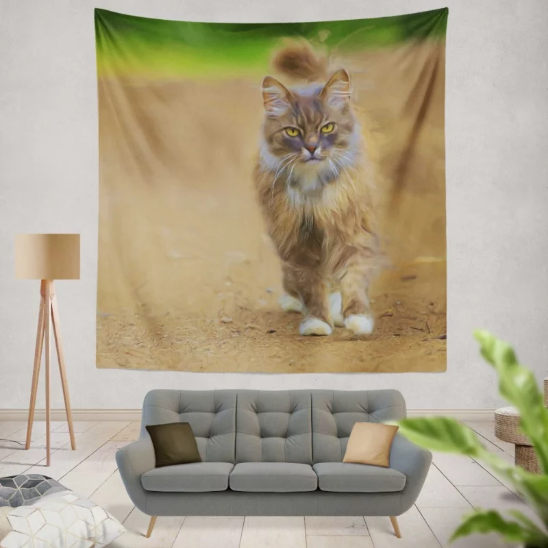 Cat in Oil Paint Filter Feline Artistry Wall Hanging Tapestry