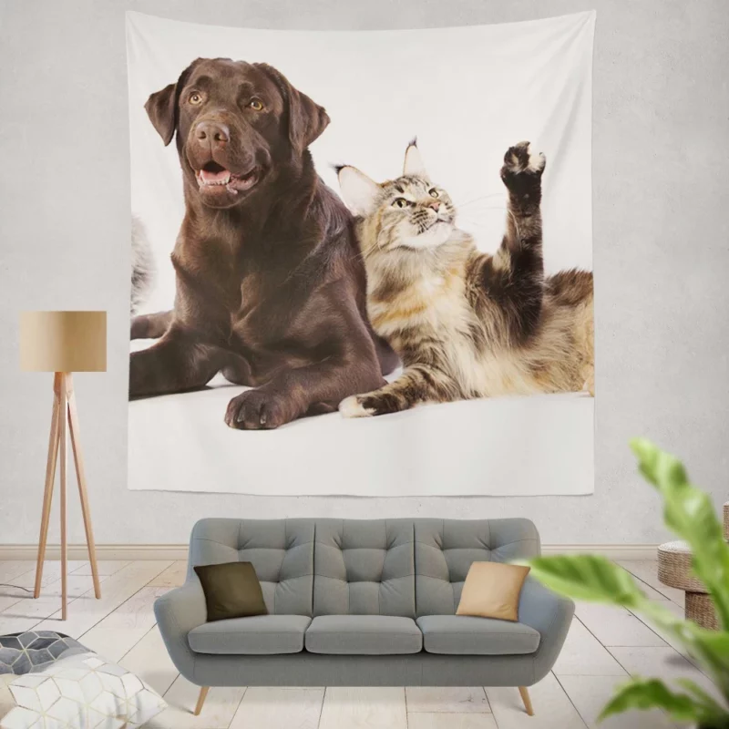 Cats and Dogs Adorable Companions Wall Hanging Tapestry