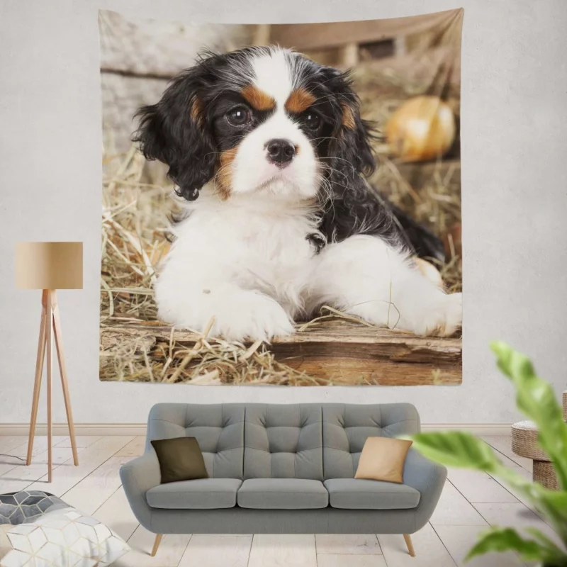 Cavalier King Charles Puppy Heartwarming Charm Wall Hanging Tapestry