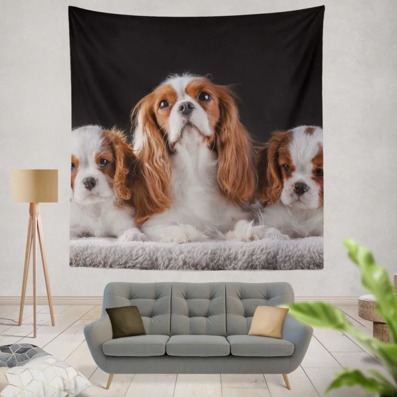 Cavalier King Charles Spaniel Puppies Delight Wall Hanging Tapestry