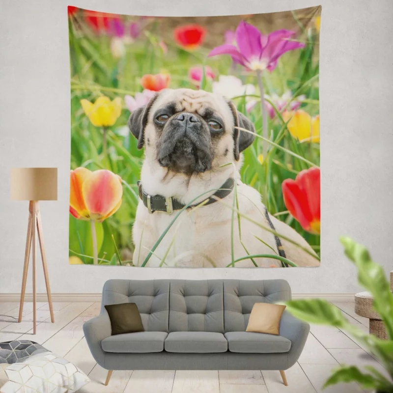 Charming Pug Persona Wall Hanging Tapestry