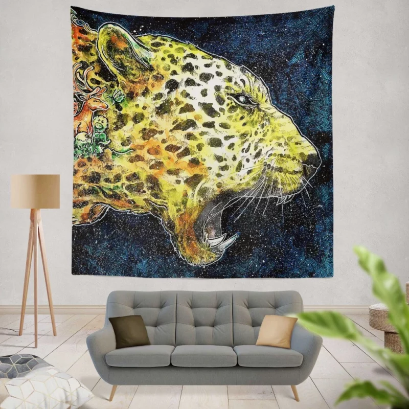 Cheetah Tiger Roaming the Digital Wilderness Wall Hanging Tapestry