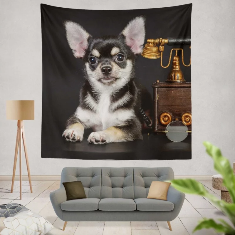 Chihuahua Quirky Charm Petite Playmate Wall Hanging Tapestry