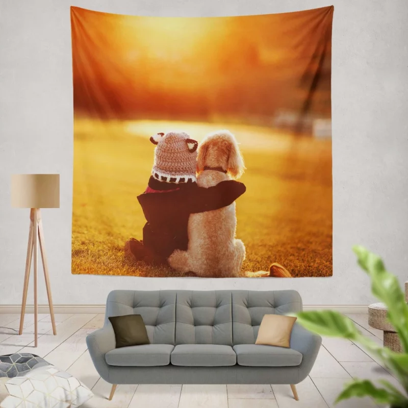 Child Sunset Silhouette Innocence & Beauty Wall Hanging Tapestry