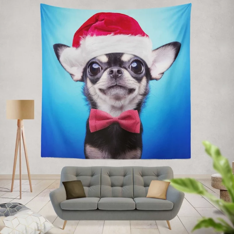 Christmas Chihuahua Santa Delight Wall Hanging Tapestry