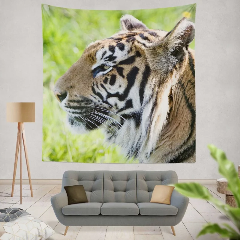 Close-Up Tiger Intensity Captivating Gaze Wall Hanging Tapestry