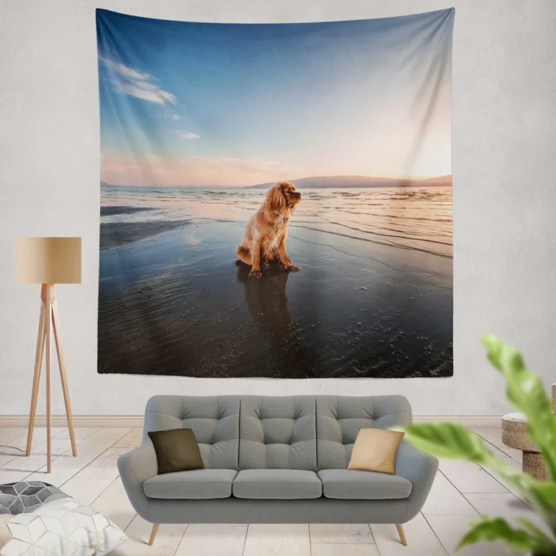 Cocker Spaniel Beach Play Furry Adventure Wall Hanging Tapestry