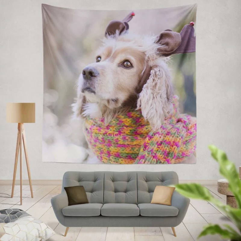 Cocker Spaniel Furry Bokeh Stance Wall Hanging Tapestry