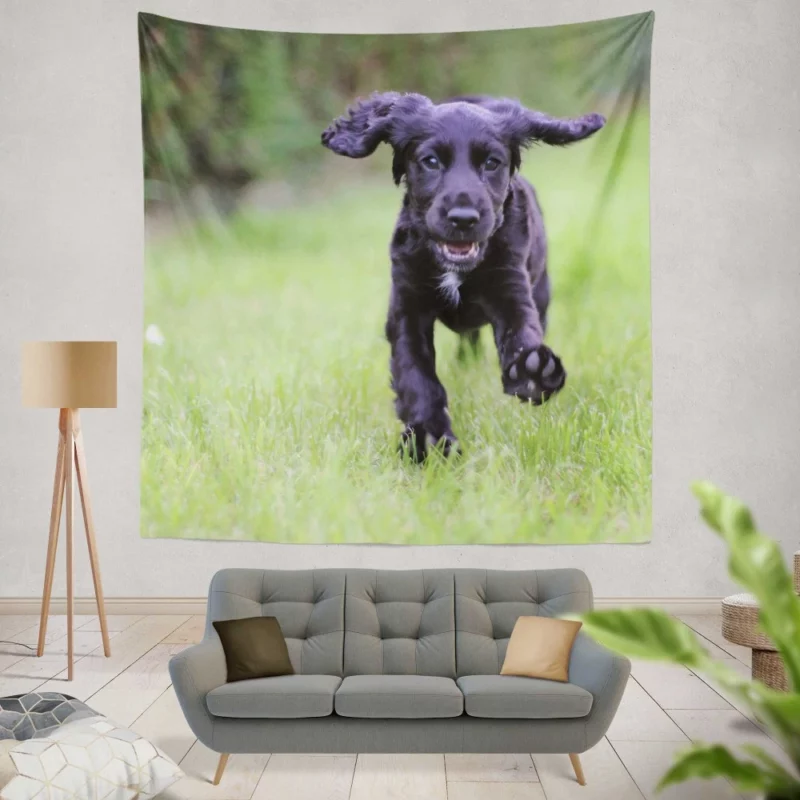 Cocker Spaniel Grass Romp Playful Puppy Wall Hanging Tapestry