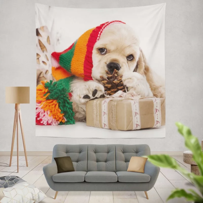 Cocker Spaniel Pup Endearing Fuzzball Wall Hanging Tapestry