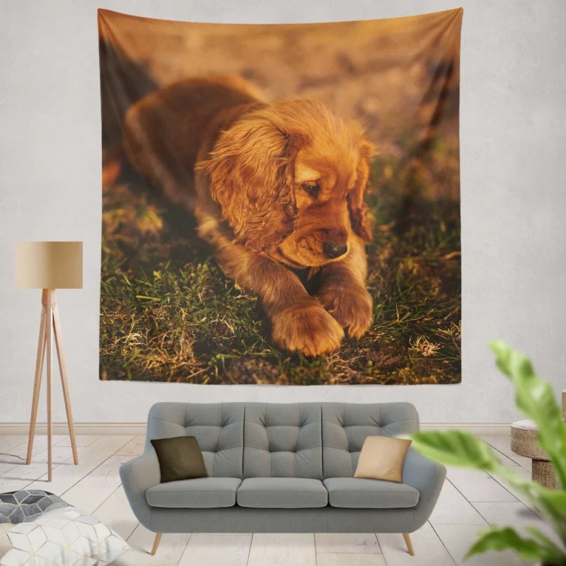 Cocker Spaniel Pup Innocent Charm Wall Hanging Tapestry