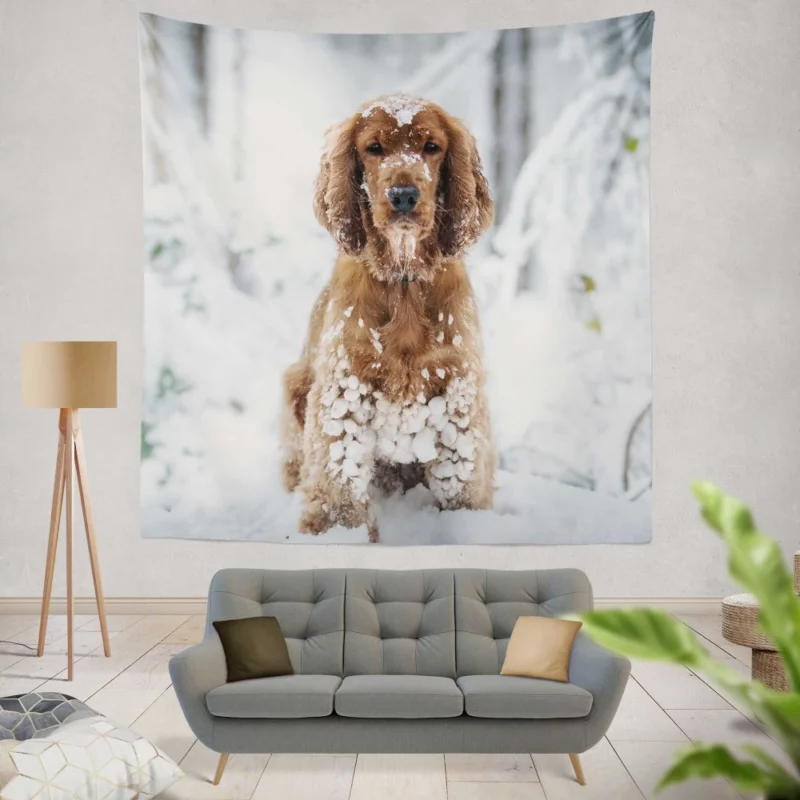 Cocker Spaniel Snowball Play Wall Hanging Tapestry