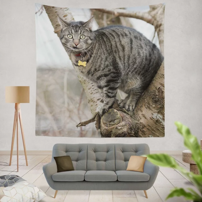 Curious Cat Playful Exploration Wall Hanging Tapestry