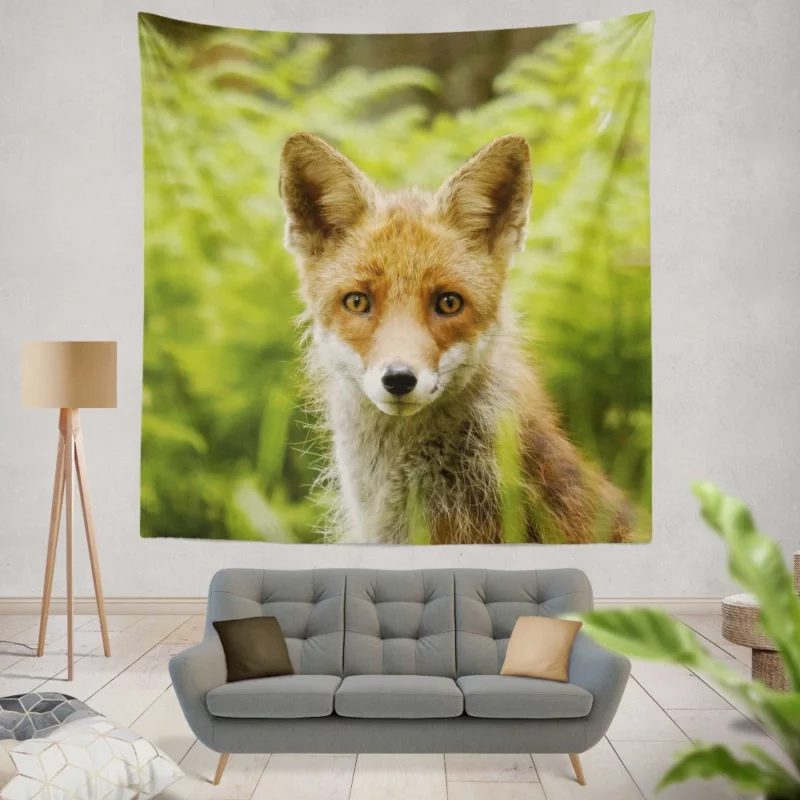 Curious Wilderness Fox Sly Gaze Wall Hanging Tapestry