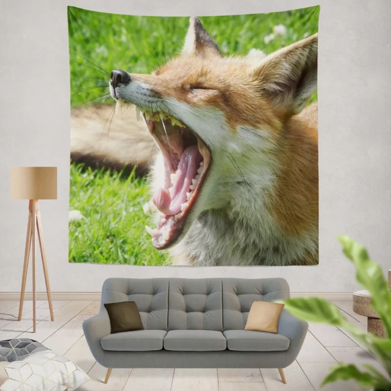 Curious Wilderness Gaze of the Sly Fox Wall Hanging Tapestry