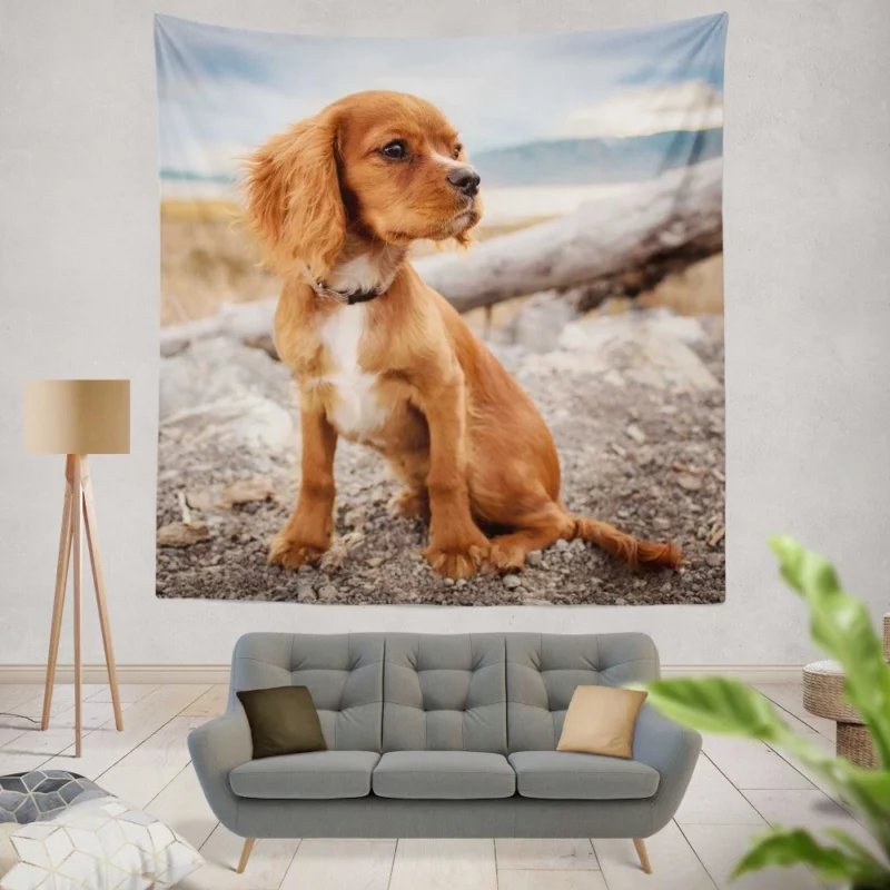 Cute Spaniel Puppy Adorable Charm Wall Hanging Tapestry