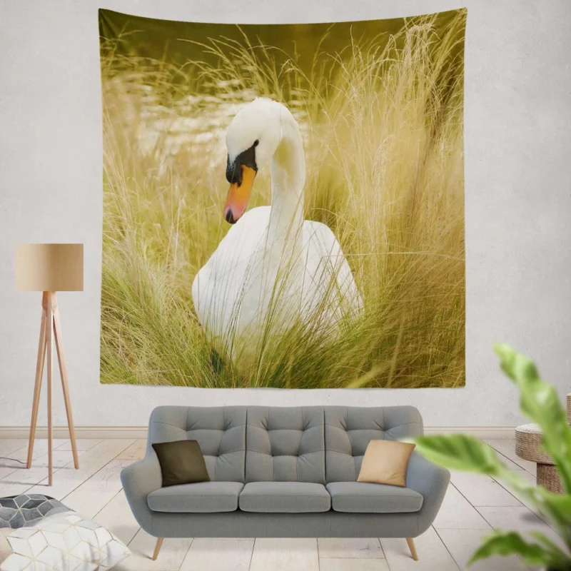 Cute Swan Wall Hanging Tapestry