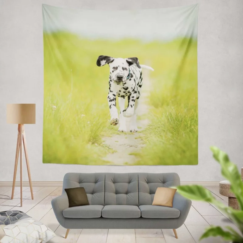 Dalmatian Puppy Playful Path Adventure Wall Hanging Tapestry