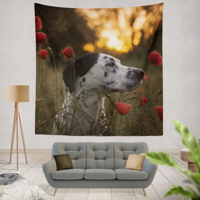 Dalmatian Sunset Charm Flowered Beauty Wall Hanging Tapestry