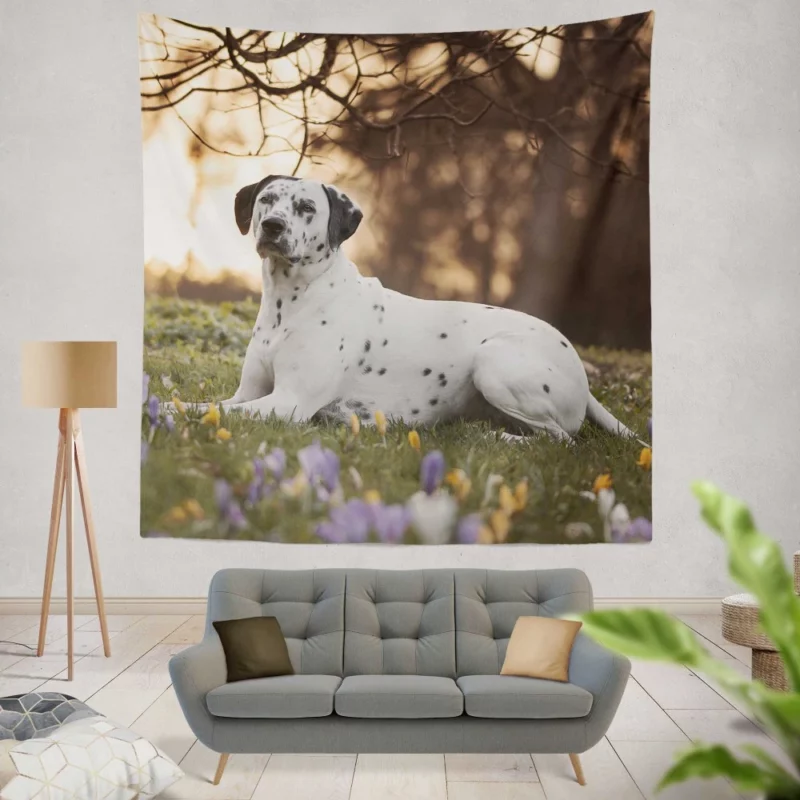 Dalmatian in Crocus Meadow Furry Elegance Wall Hanging Tapestry