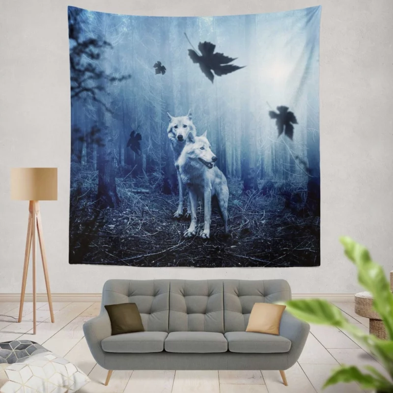 Dark Fantasy Wolves Enchanted Wilderness Wall Hanging Tapestry