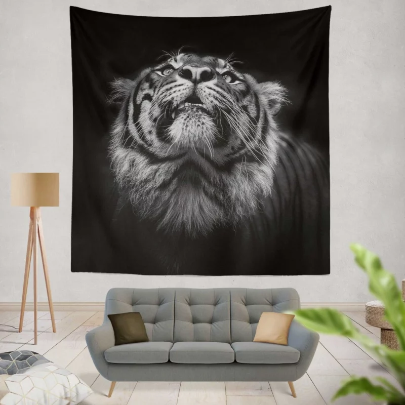 Dark Majesty Tiger Nighttime Vigil Wall Hanging Tapestry