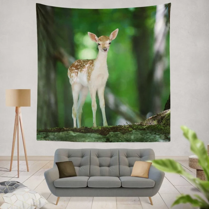 Deer Graceful Gaze Forest Majesty Wall Hanging Tapestry