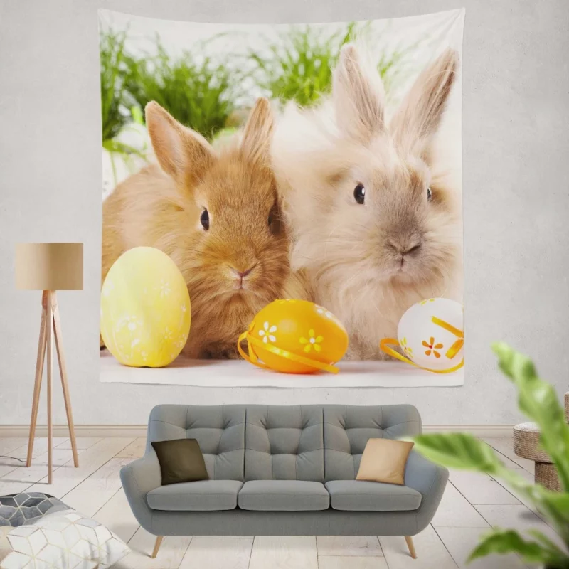 Delightful Play Rabbit Energetic Bounce Wall Hanging Tapestry