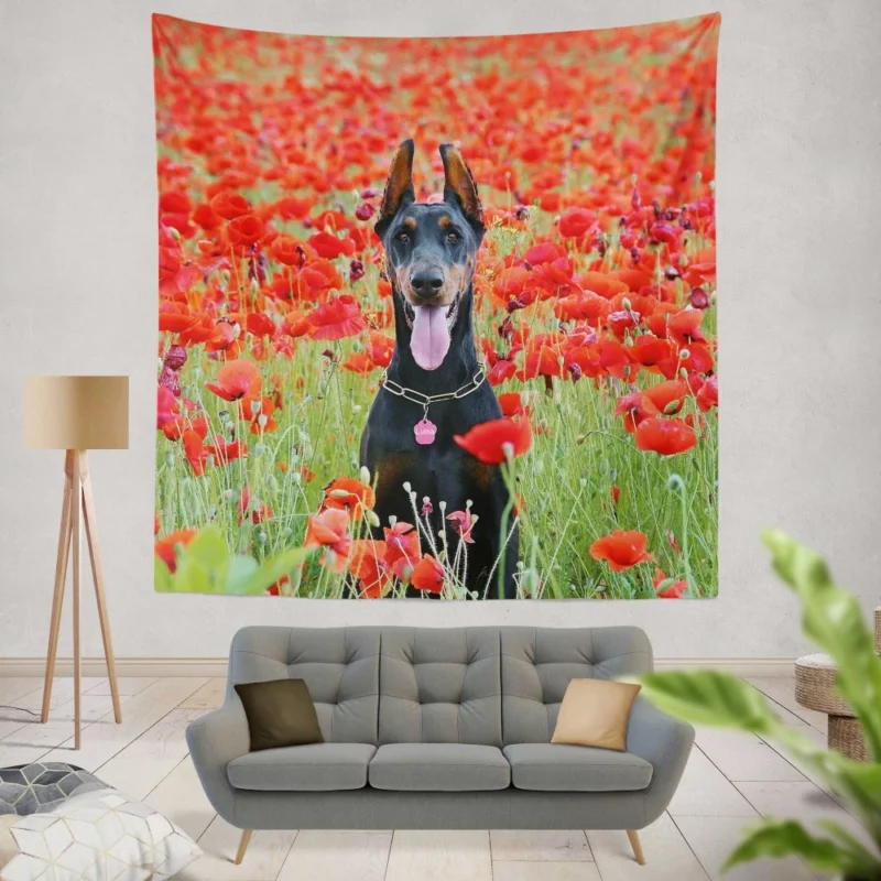 Doberman Pinscher Poppy Serenity Wall Hanging Tapestry