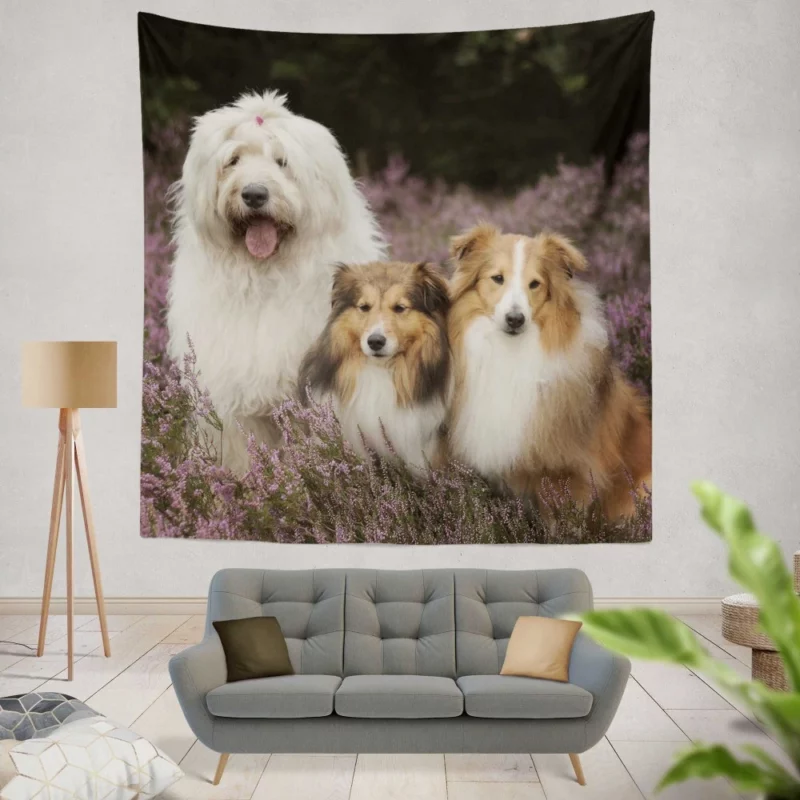 Dog Among Lavender Tranquil Canine Wall Hanging Tapestry