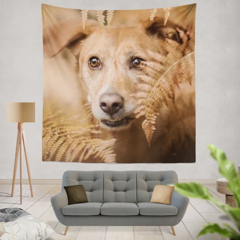 Dog Fern Encounter Wall Hanging Tapestry