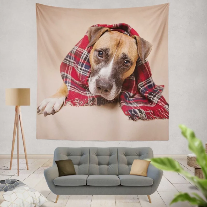 Dog Muzzle and Scarf Stylish Canine Wall Hanging Tapestry