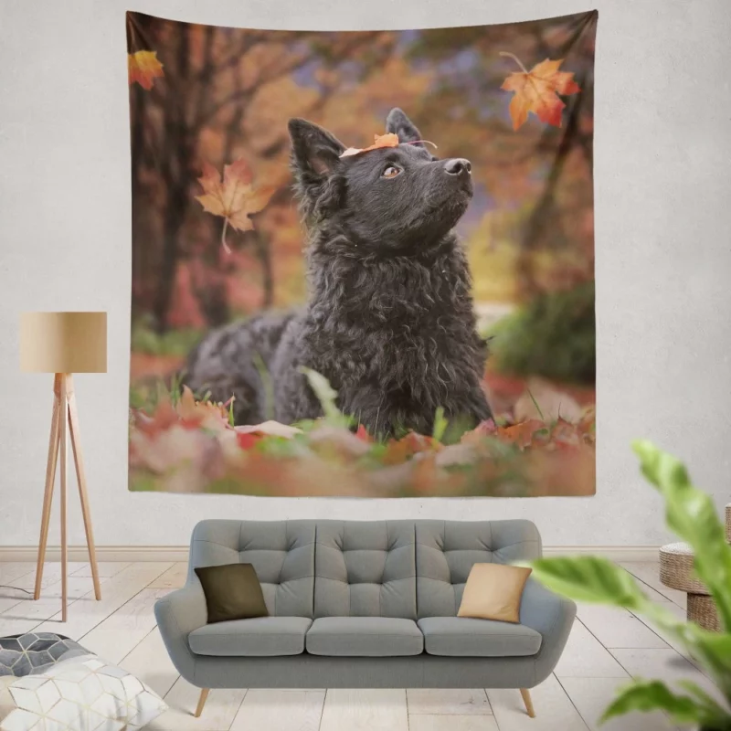 Dog Playful Fall Adventure Wall Hanging Tapestry