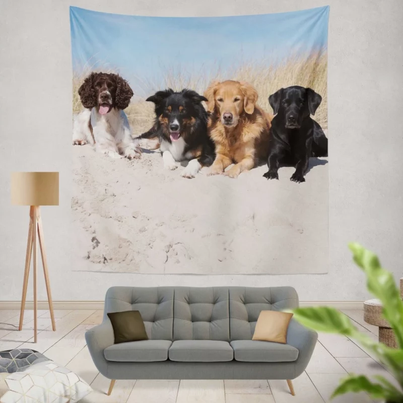 Dog Playful Sand Adventure Wall Hanging Tapestry