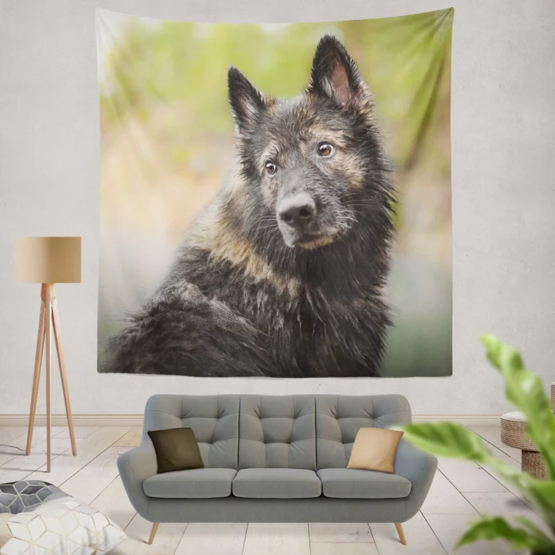 Dog Thoughtful Stare Canine Reflections Wall Hanging Tapestry