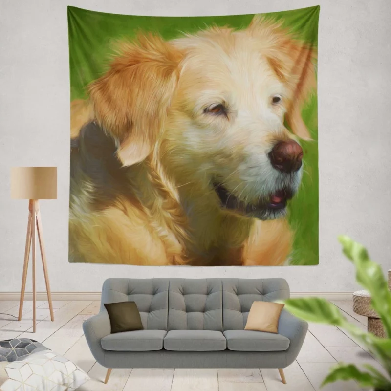 Dog in Oil Paint Filter Artistic Expression Wall Hanging Tapestry