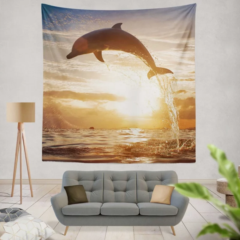 Dolphins in Sky Ocean Ballet Wall Hanging Tapestry