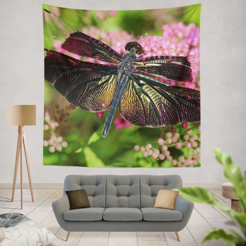 Dragonfly on Flower Nature Marvel Wall Hanging Tapestry