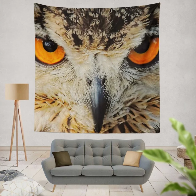 Eagle-Owl Close-Up Majestic Bird Wall Hanging Tapestry