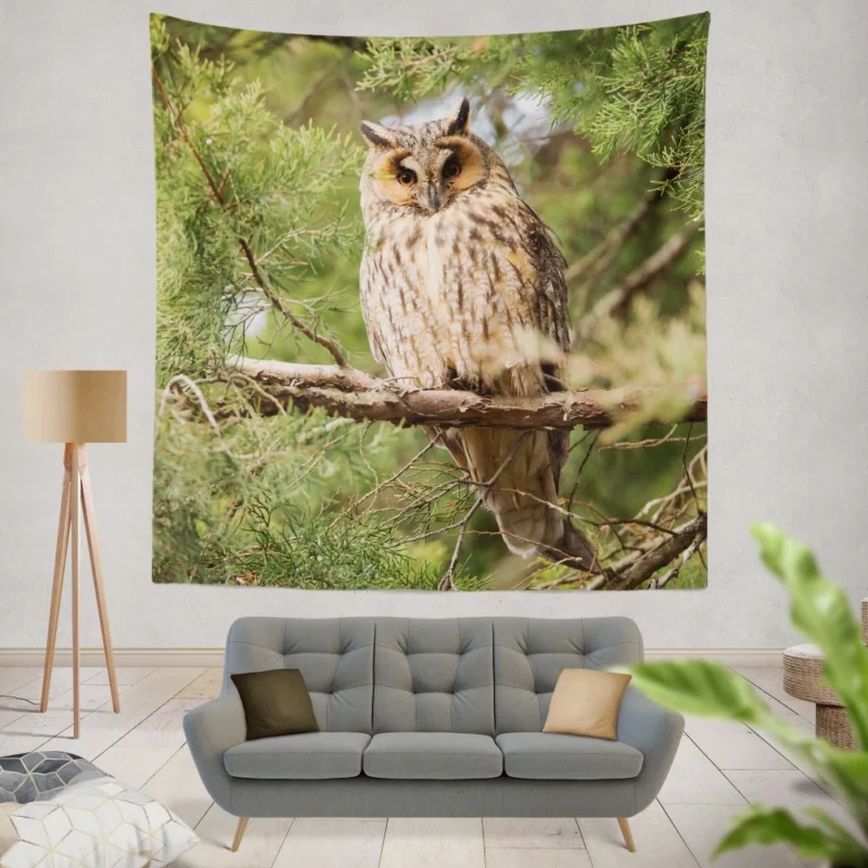 Eagle-Owl Nocturnal Majesty Wise Gaze Wall Hanging Tapestry