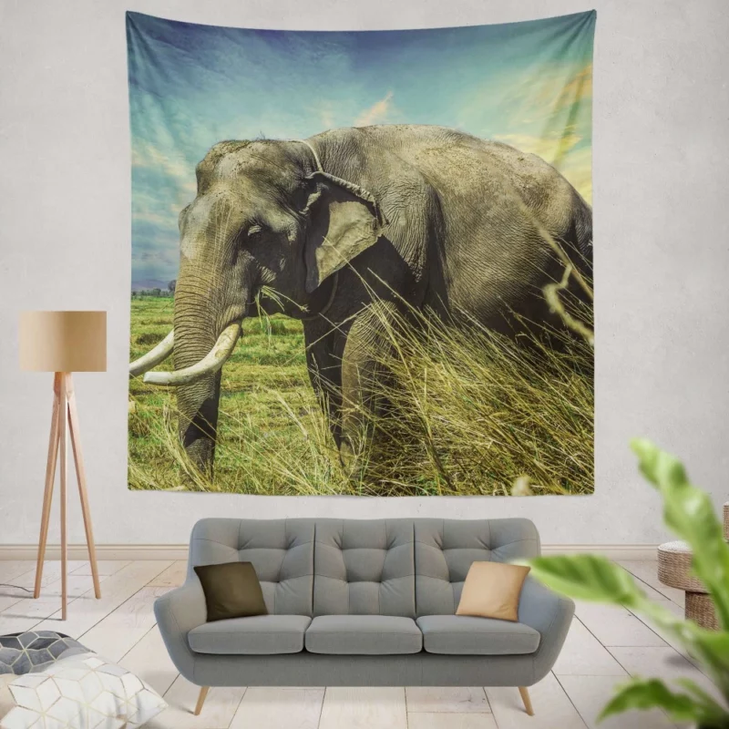 Elephant Thai Sojourn Majestic Wonder Wall Hanging Tapestry