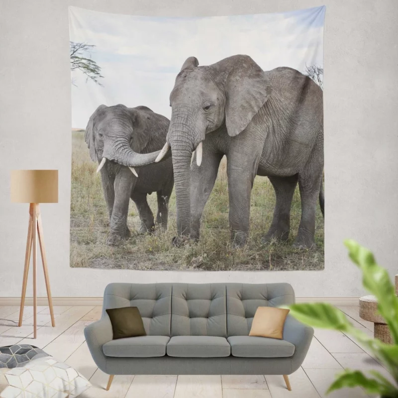 Elephants in Serengeti National Park African Majesty Wall Hanging Tapestry